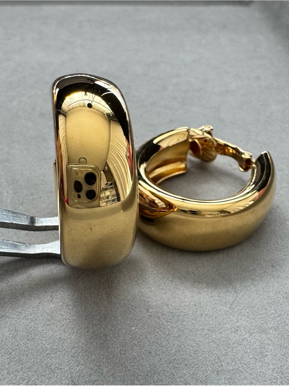 Gold Hollow Dome Hoop Vintage Earrings